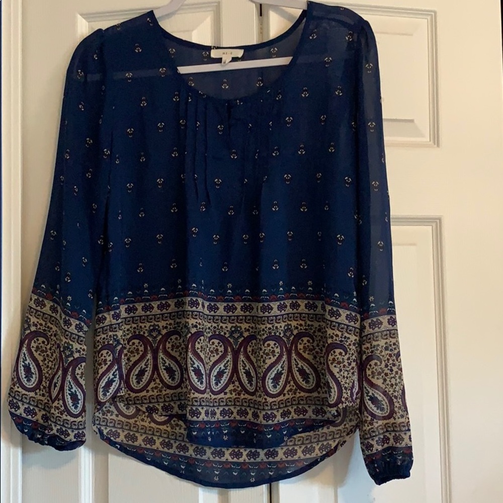 Paisley pattern navy blue blouse